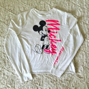 Abercrombie Kids long sleeve Mickey Mouse Shirt. Girls 11/12. White